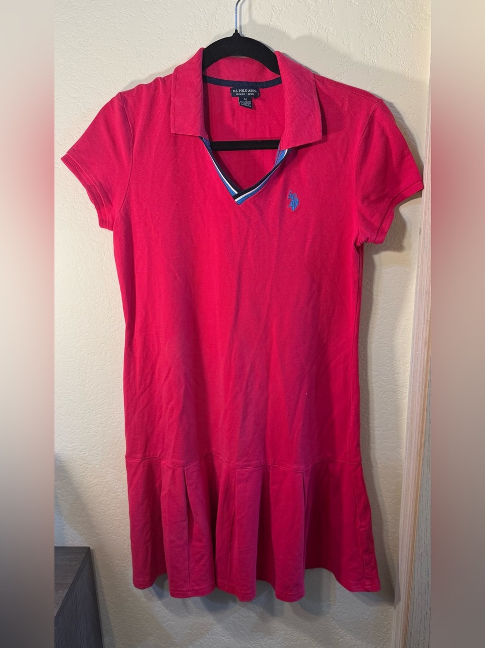 RARE Vintage U.S. Polo Assn Tennis Dress Hot Pink w Blue Logo rare pull-on style